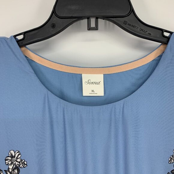 Soma Dress Maxi Blue Floral Print Sleeveless Soft High Neck - Picture 5 of 11